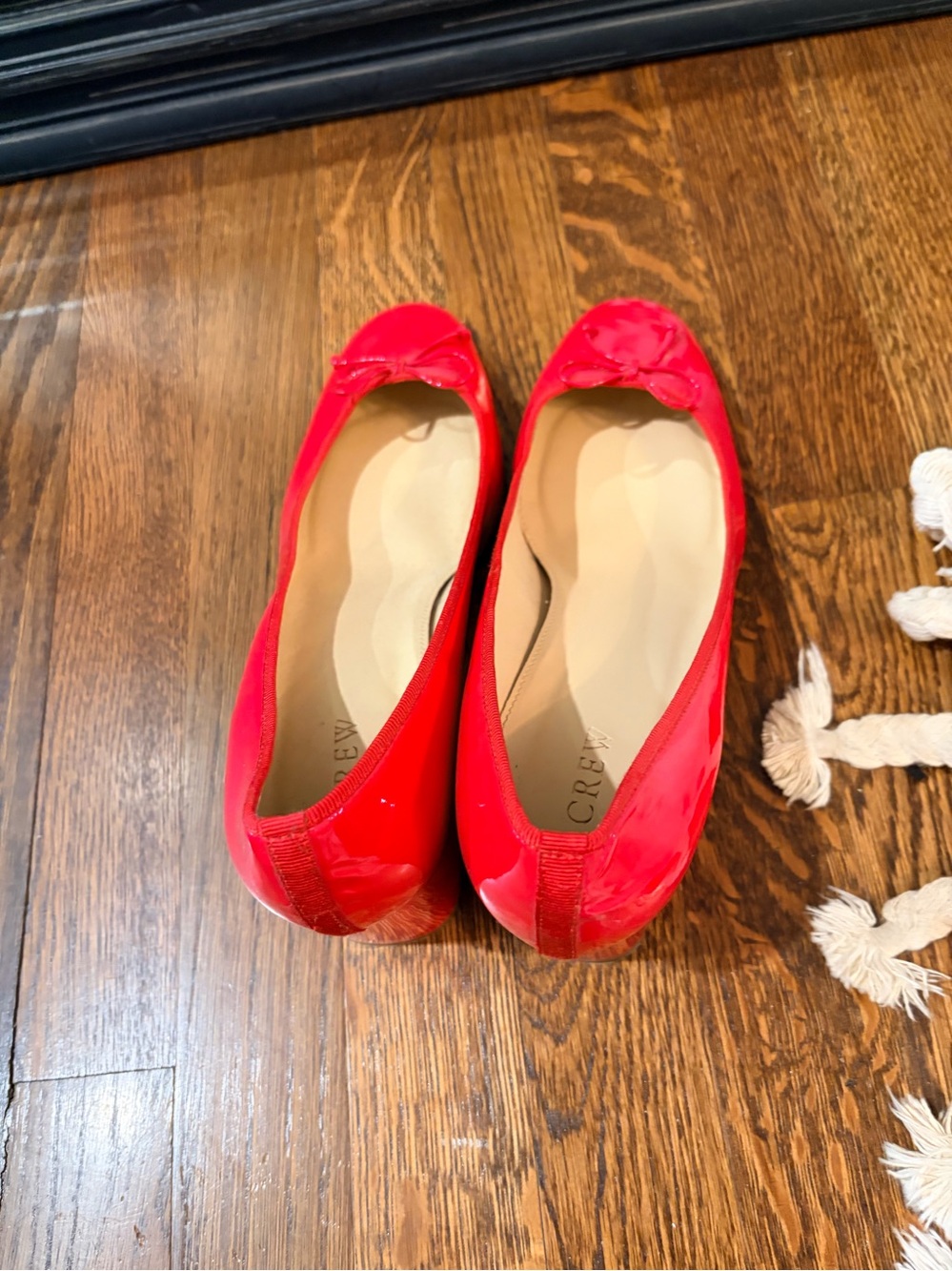J. Crew Patent Red Ballet Flats with Bow